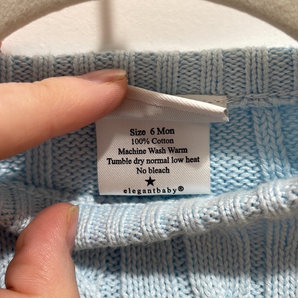 Cable sweater baby blue one piece 100% cotton excellent! - Picture 4 of 4